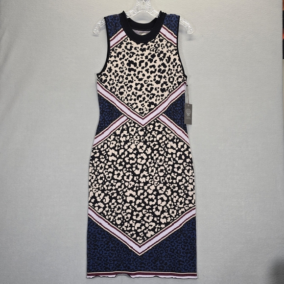 Vince Camuto Women's Sheath Dress Tan /Animal Print Size M - Picture 4 of 11